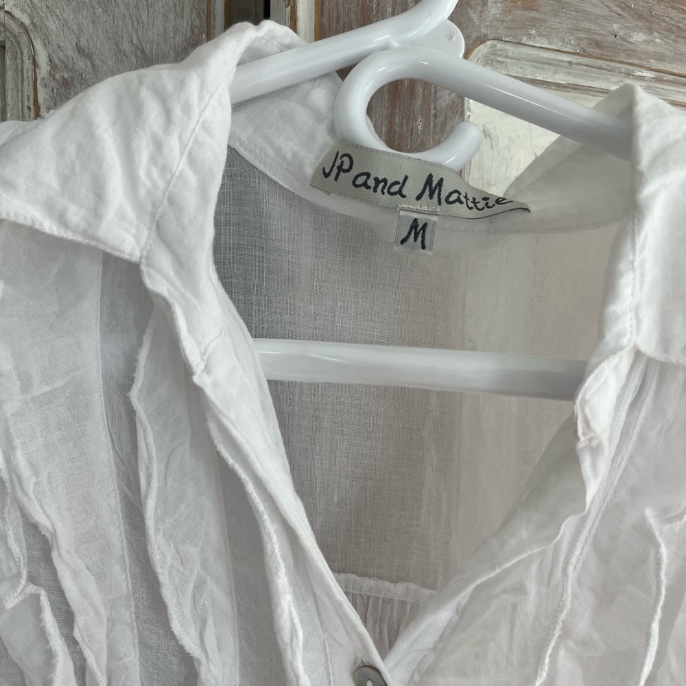 Sundance Catalog White ruffle blouse